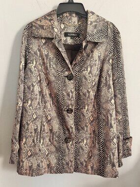 Ellen Tracy Snakeskin Print Button Front Jacket Size 1X/XL